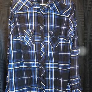 Torrid Black and Blue Plaid Button Down Shirt